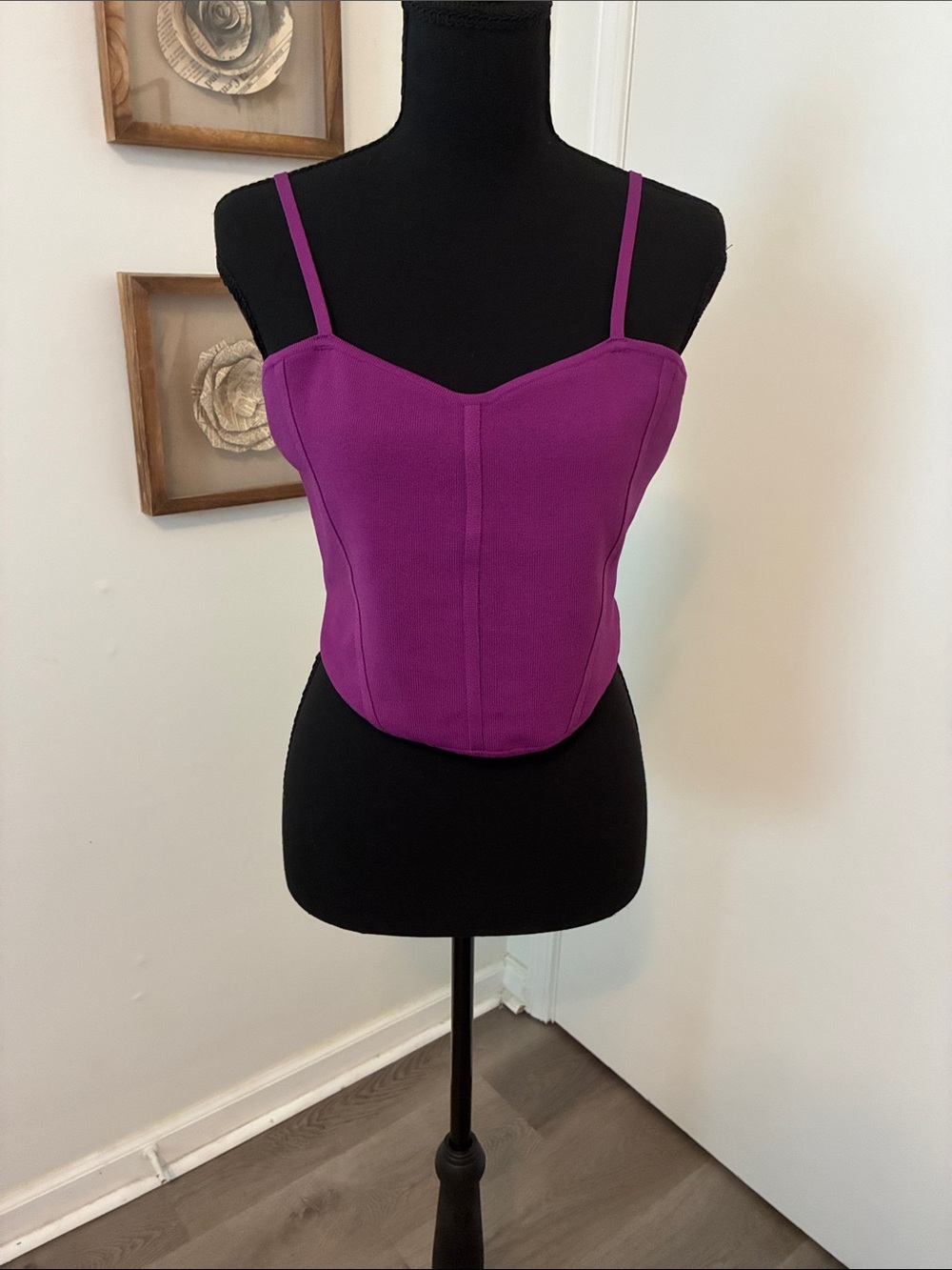 Babaton Sculpt Knit Corset Top Women Purple Cropped Tank‎